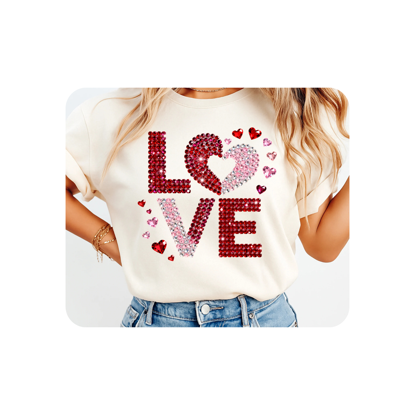 LOVE - Faux Rhinestone - DTF Transfer