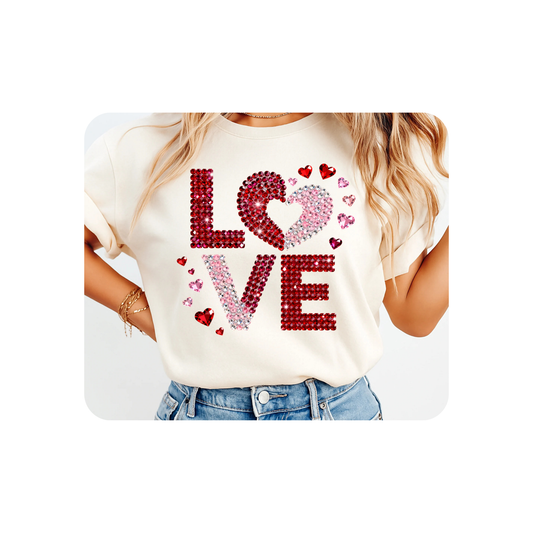 LOVE - Faux Rhinestone - DTF Transfer